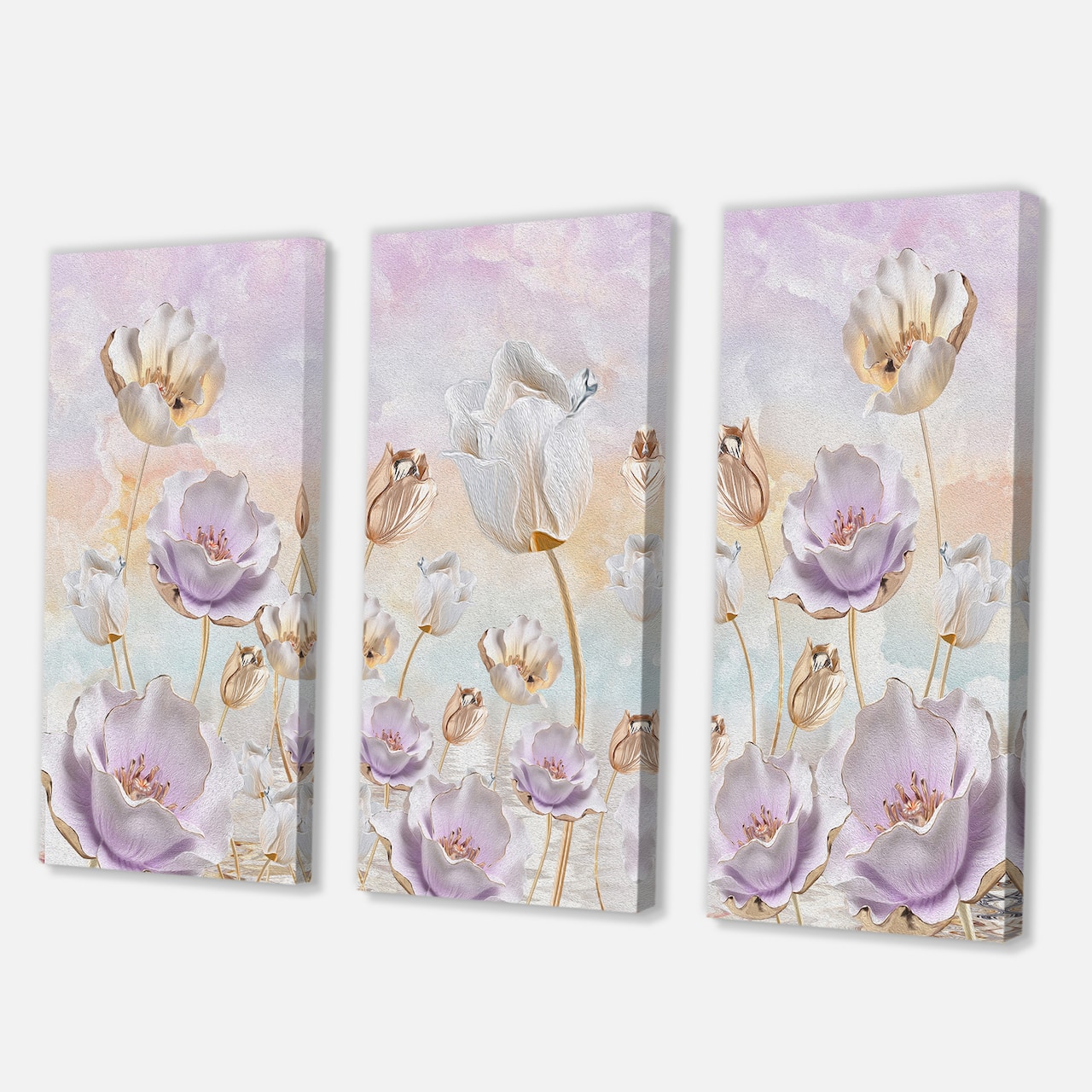 Designart - Blossoming Flowers In Pastel Tones - Traditional Canvas Wall Art Print
